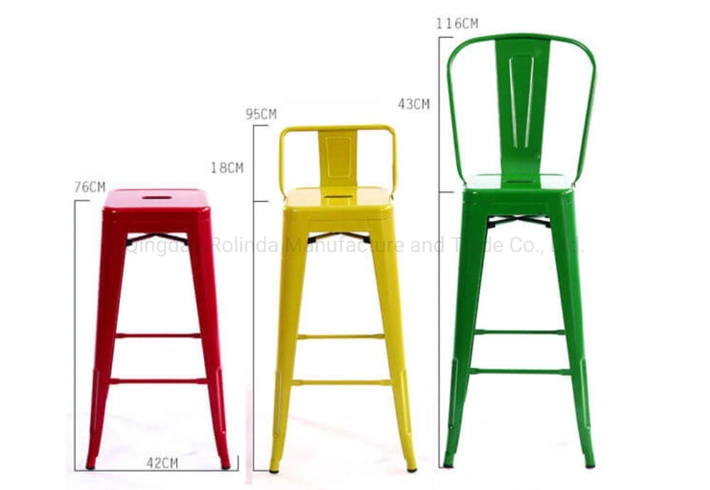 The Spanish Chair, Tolix Stools with Backrests, Bar Stool Colourful Stackable Stools Industrial Metal Tolix Bar Chair with Back